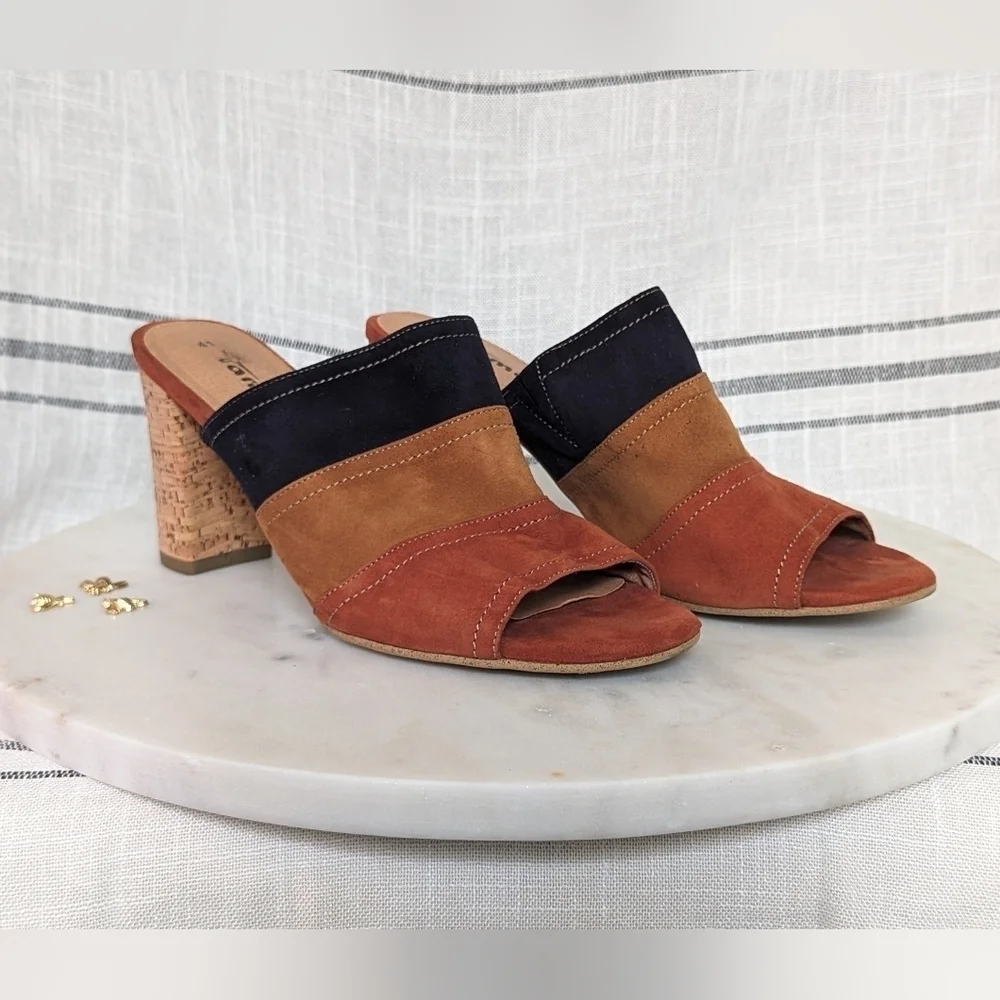 Tamaris Suede Colorblock‎ Slip-On Cork Heels